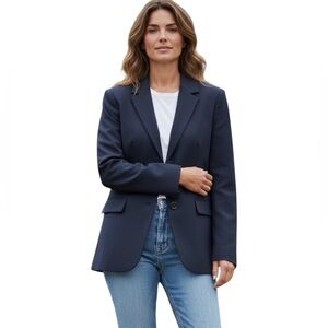 Salima Made in Italy Navy Blazer Women’s Small | Classic 5-Button Jacket